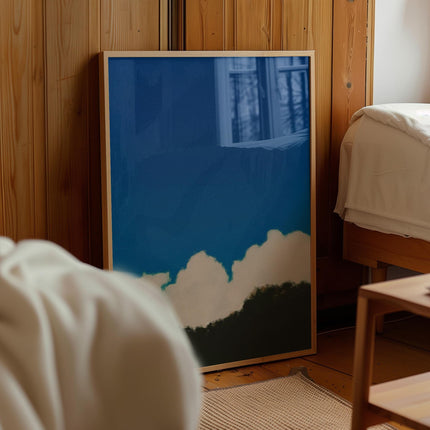 Cloud Oil Painting Fine Art Print, Blue Sky & Night Sky Wall Art, Moonlight Cloud Poster, Calm Scenic Home Decor