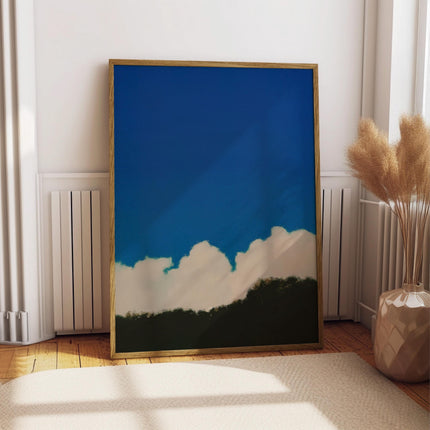 Cloud Oil Painting Fine Art Print, Blue Sky & Night Sky Wall Art, Moonlight Cloud Poster, Calm Scenic Home Decor