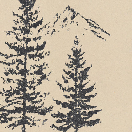 Forest Pine Tree Wall Art Print, Rocky Mountain Landscape Drawing, Minimalist Spruce Tree Poster, Rustic Outdoors Decor