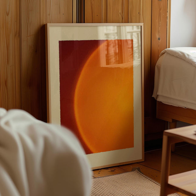 Retro Sun Painting Print, Psychedelic Aura Wall Art, Warm Gradient Solar Poster, 70s Inspired Abstract Home Decor