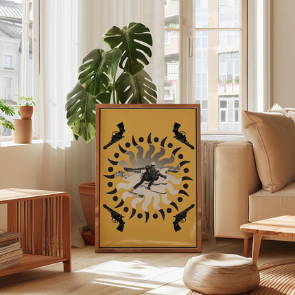 Skiing Cowboy Poster, Funny Western Ski Magazine Collage, Retro Alpine Ranch Wall Art, Ski Lodge Decor