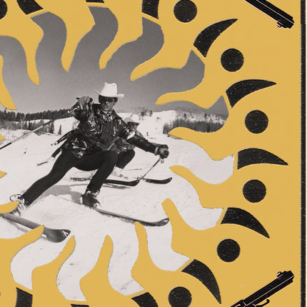Skiing Cowboy Poster, Funny Western Ski Magazine Collage, Retro Alpine Ranch Wall Art, Ski Lodge Decor