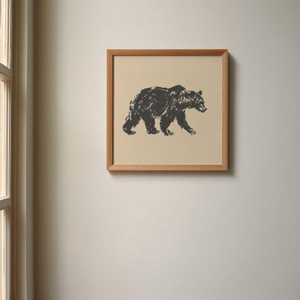 Grizzly Bear Ink Drawing Print, Black and White Wildlife Wall Art, Rustic Cabin Decor, Minimalist Woodland Animal Poster