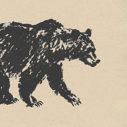 Grizzly Bear Ink Drawing Print, Black and White Wildlife Wall Art, Rustic Cabin Decor, Minimalist Woodland Animal Poster