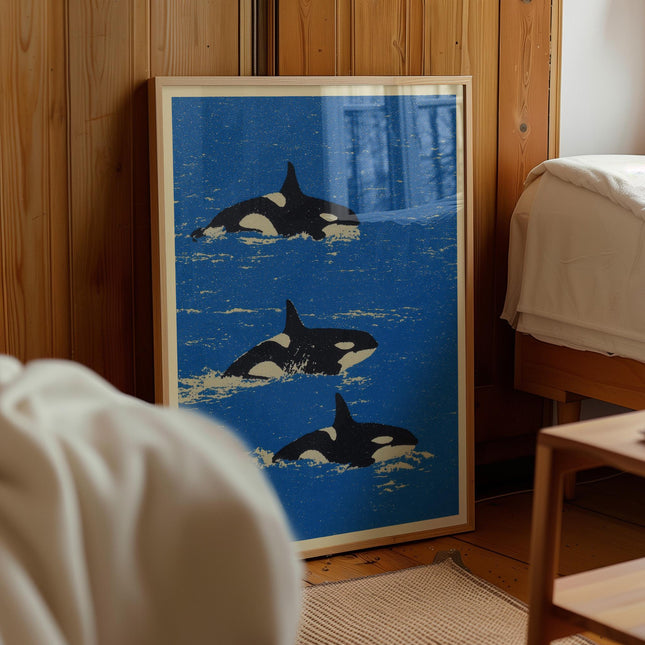 Retro Pop Art Orca Print, Cabin Cottage Wall Art, Killer Whale Wall Decor, Vintage Outdoors Magazine Poster, Sea Life Art