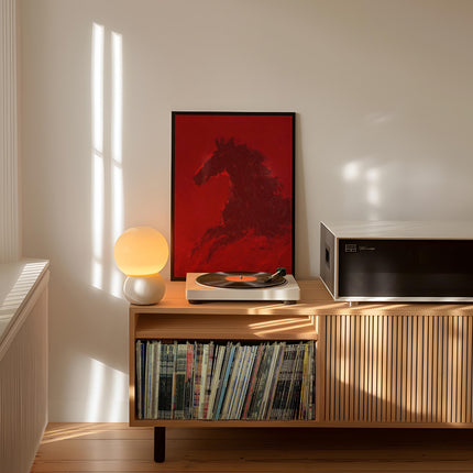 Red Horse Print, Abstract Equestrian Wall Art, Bold Oil Painting Style Poster, Western Horse Silhouette Decor, Moody Animal Art Print