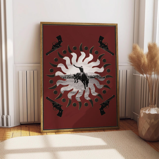 Vintage Rodeo Magazine Poster, Western Cowboy Wall Art, Retro Stampede Collage Print, Rustic Ranch Decor