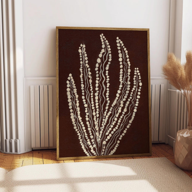 Aloe Vera Print, Vintage Botanical Wall Art, Agave Plant Art, Dark Brown Cream  Poster, Earthy Boho Plant Decor, Abstract Botanical Art