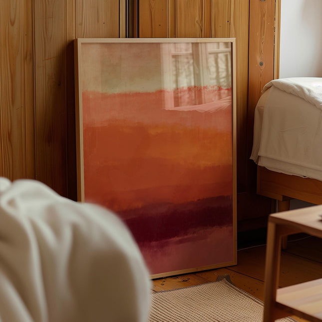 Terracotta Abstract Print, Pastel Earth Tones Wall Art, Burnt Orange Colour Block Poster, Rothko Inspired Sunset Decor, Warm Boho Art Print
