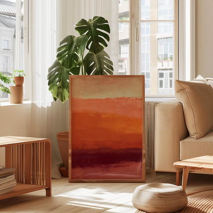 Terracotta Abstract Print, Pastel Earth Tones Wall Art, Burnt Orange Colour Block Poster, Rothko Inspired Sunset Decor, Warm Boho Art Print