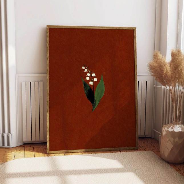 Lily Of The Valley Print, Dark Academia Botanical Wall Art, Gothic Red Floral Poster, Moody Vintage Flower Decor, Dark Cottagecore Print
