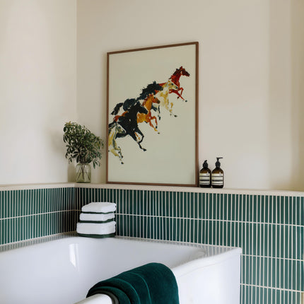 Running Horses Print, Abstract Watercolour Equestrian Wall Art, Colourful Wild Horse Poster, Bold Gestural Animal Decor, Modern Horse Print