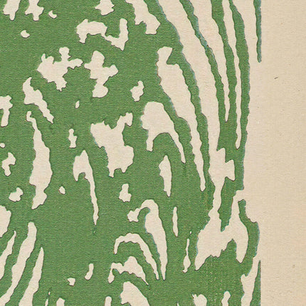 Green Wave Print, Japanese Woodblock Style Ocean Wall Art, Sage Green Abstract Poster, Retro Swirl Nature Decor, Bold Green Cream Art Print