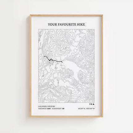 Custom Hiking Map Print, Personalized Topographic Trail Poster, Customizable Gift for Hiker, Your Favorite Hike Gift, Hike Wall Art