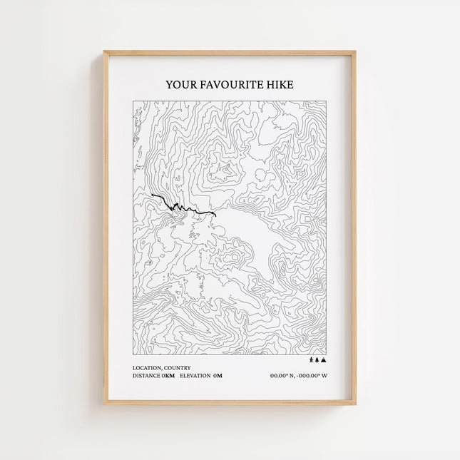 Custom Hiking Map Print, Personalized Topographic Trail Poster, Customizable Gift for Hiker, Your Favorite Hike Gift, Hike Wall Art