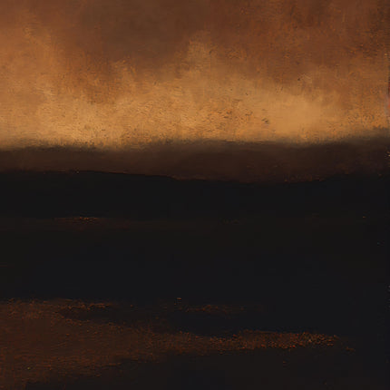 Dark Abstract Landscape Print, Moody Brown Black Oil Painting Poster, Brooding Storm Sky Wall Art, Dark Amber Expressionist Decor Art Print