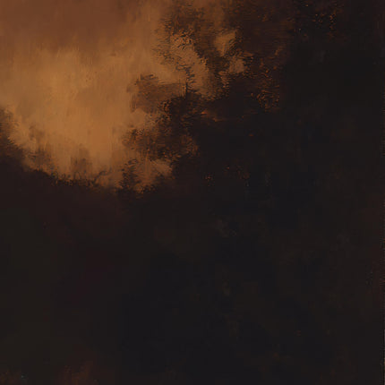 Dark Forest Print, Moody Brown Black Oil Painting Poster, Brooding Night Woods Wall Art, Dark Amber Gothic Nature Decor, Atmospheric Art