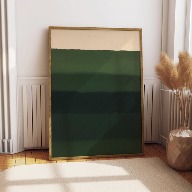 Emerald Green Abstract Print, Layered Earth Tones Wall Art, Dark Green Color Block Poster, Rothko Inspired Decor, Warm Boho Art Print