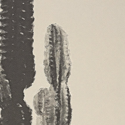 Monochrome Cactus Oil Painting Print, Minimalist Desert Wall Art, Black and White Botanical Poster, Modern Southwestern Home Decor