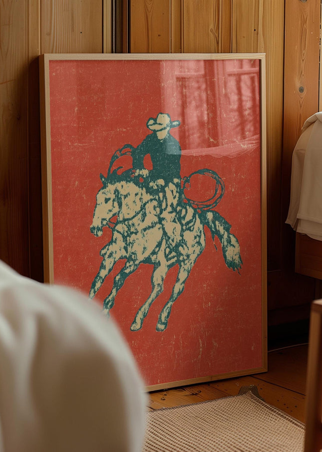 Red Rodeo Pop Art, Gemmed Bull Rider Print, Vibrant Western Poster, Colorful Cowboy Wall Decor, Maximalist Art, Contemporary Western Decor