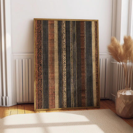 Terracotta Southwestern Stripe Art Print, Tribal Textile Wall Decor, Earth Tone Geometric Poster, Rustic Boho Pattern, Brown Abstract Art