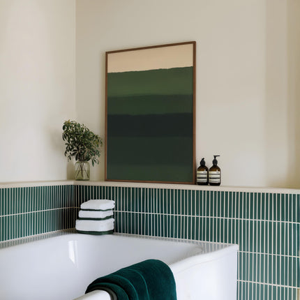 Emerald Green Abstract Print, Layered Earth Tones Wall Art, Dark Green Color Block Poster, Rothko Inspired Decor, Warm Boho Art Print