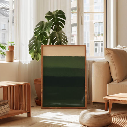 Emerald Green Abstract Print, Layered Earth Tones Wall Art, Dark Green Color Block Poster, Rothko Inspired Decor, Warm Boho Art Print