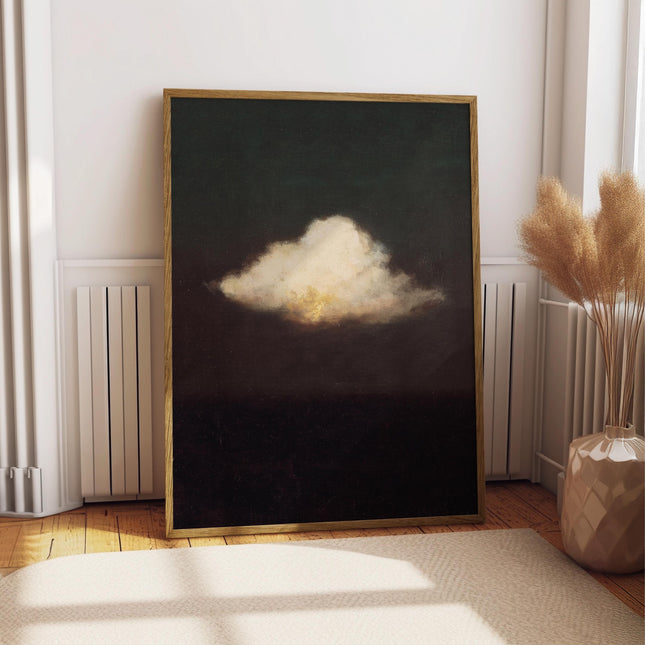 Moody Cloud Oil Painting Print, Vintage Atmospheric Sky Art, Dark Stormy Clouds Wall Decor, Antique Style Sky Poster, Fine Art Print