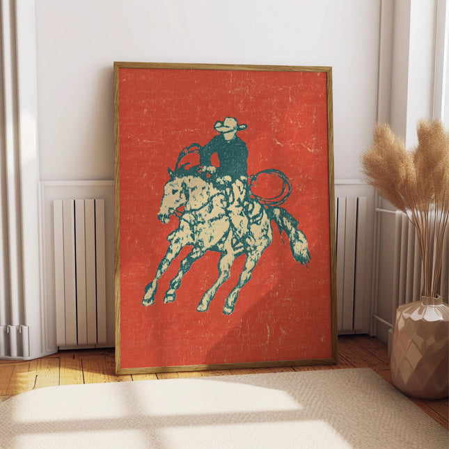 Red Rodeo Pop Art, Gemmed Bull Rider Print, Vibrant Western Poster, Colorful Cowboy Wall Decor, Maximalist Art, Contemporary Western Decor