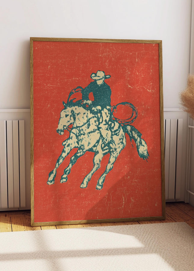 Red Rodeo Pop Art, Gemmed Bull Rider Print, Vibrant Western Poster, Colorful Cowboy Wall Decor, Maximalist Art, Contemporary Western Decor
