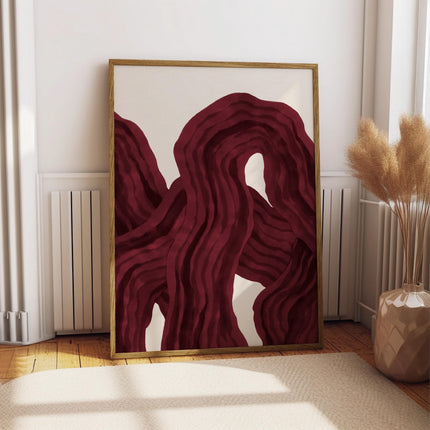 Red Psychedelic Pattern Print, Retro 70s Trippy Geometric Wall Art, Mid Century Mod Poster, Groovy Abstract Decor, Funky Red Art, Poster