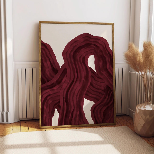 Red Psychedelic Pattern Print, Retro 70s Trippy Geometric Wall Art, Mid Century Mod Poster, Groovy Abstract Decor, Funky Red Art, Poster