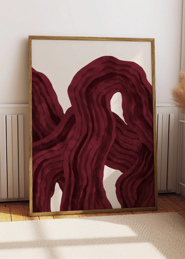 Red Psychedelic Pattern Print, Retro 70s Trippy Geometric Wall Art, Mid Century Mod Poster, Groovy Abstract Decor, Funky Red Art, Poster