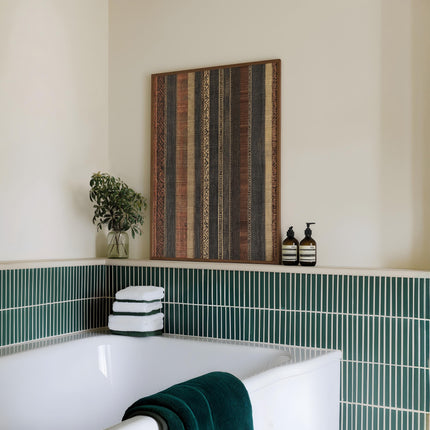 Terracotta Southwestern Stripe Art Print, Tribal Textile Wall Decor, Earth Tone Geometric Poster, Rustic Boho Pattern, Brown Abstract Art
