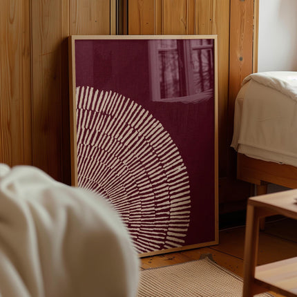 Abstract Sunburst Wall Art, Modern Boho Burgundy Print, Terracotta Geometric Poster, Minimalist Radial Art, Contemporary Rustic Decor
