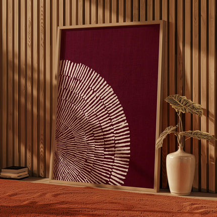 Abstract Sunburst Wall Art, Modern Boho Burgundy Print, Terracotta Geometric Poster, Minimalist Radial Art, Contemporary Rustic Decor